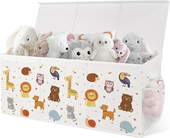 Large Toy Box Storage, Collapsible Toy Basket, Animals B