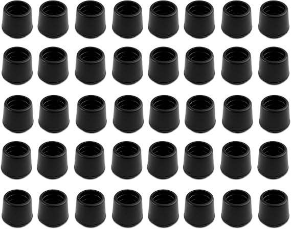 Shepherd Hardware 40-Pack 1" Rubber Chair Leg Tips - Non-Slip Furniture Leg Caps for Hardwood Floors - Scratch Protection for Chairs, Stools & Tables - Black