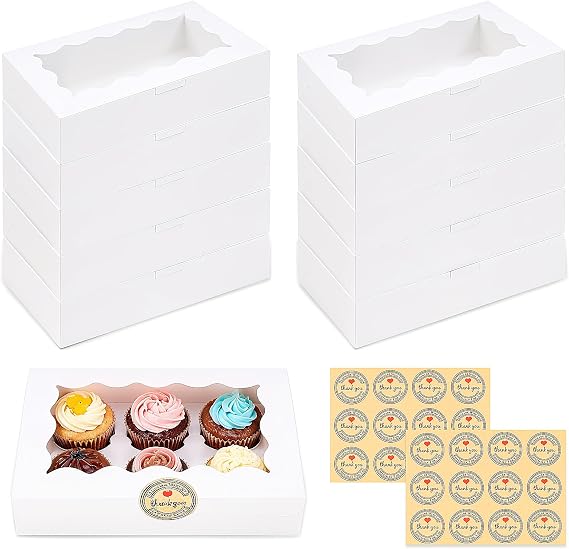 24Pcs Cookie Boxes, White Bakery Boxes with Clear Window, Small Cookie Boxes for Gift Giving, Treat Boxes for Pastries, Wedding & Party Dessert Packaging