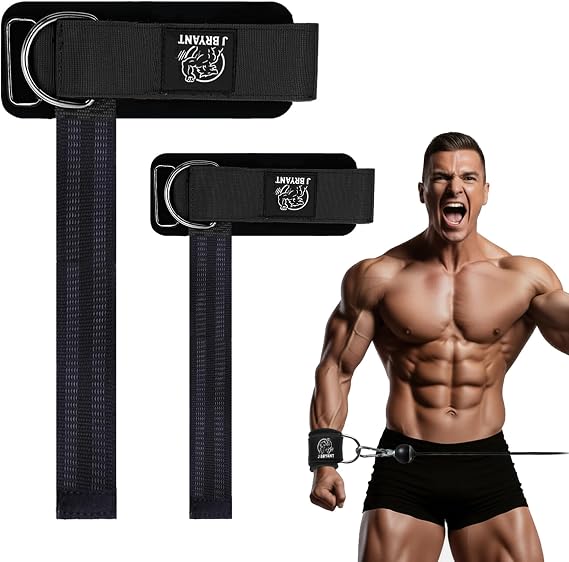 J Bryant Weight Lifting Straps with Wrist Cuffs, Adjustable Sliding D-Ring Gym Straps for Cable Machine, Pulldowns, Arm & Strength Training, Wrist Support & Rehabilitation
