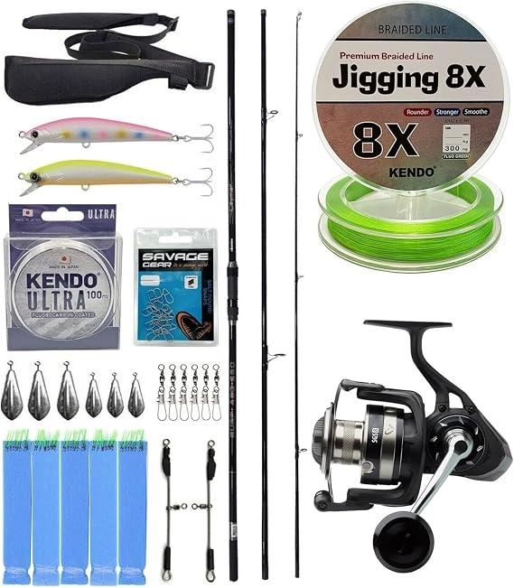 YekOutdoor Yüksek Performans Okuma Ceymar Surf 4,30 m 100-250 gr 3 Parça Surf Kamışı&Savage Gear SGS8 8000 FD 8+1BB Olta Makinesi