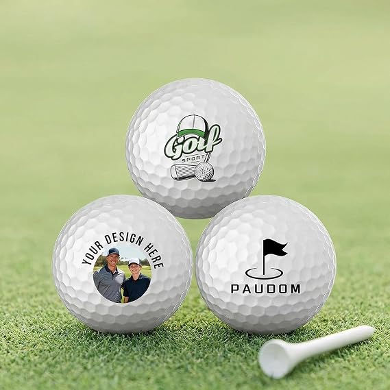 Solarix Personalised Golf Balls with Logo Photo Text & Funny Golfer Design