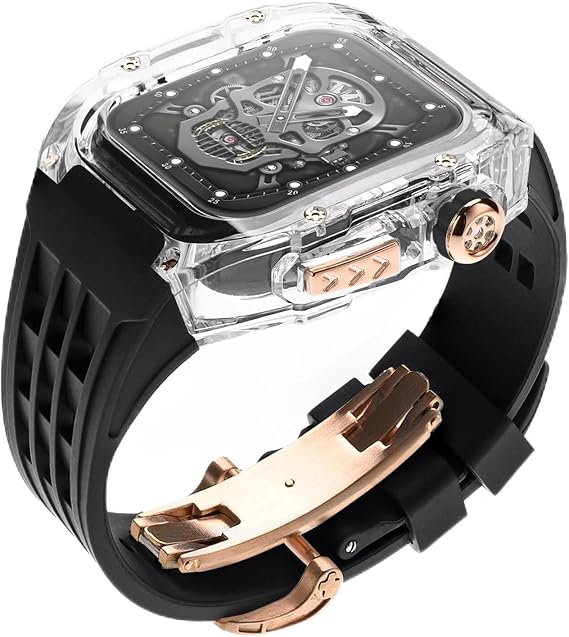 Transparent Mod Kit For Apple Watch Ultra 2 49mm Rubber Band with clear Case For iWatch Series9 8 7 6 5 4 SE 45MM 44MM