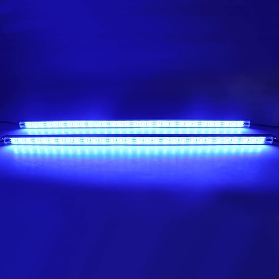 アクアリウム リジッド LED ライト ストリップ、ブルー 12V DC スーパーブライト 防水 アルミニウム マリン ボート LED ライト ストリップ、2 pc 20 インチ ブルー ライト 魚 サンゴ レフジウム と リーフ タンク