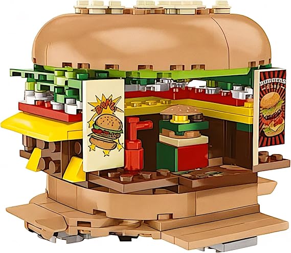 General Jim's Burger Joint Restaurant 209 Piece Modular Building Blocks Brick Model or Amusement Park Burger Stand Building Blocks Brick Toy Playset