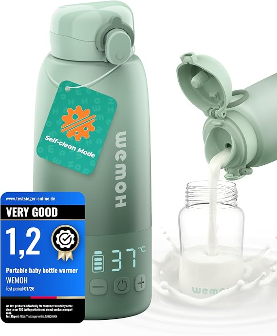 Portable Milk Warmer for Travel - 450ml/15oz Bottle Warmer On-The-Go