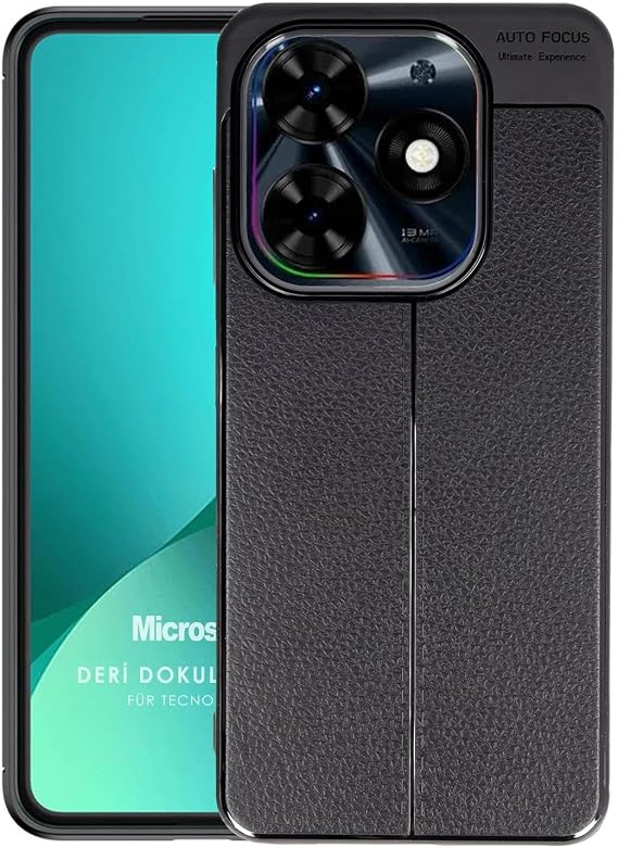 Microsonic TECNO Spark 20 Pro Kılıf Deri Dokulu Silikon Siyah [Spark 20 Pro ile Uyumlu Kılıf - Siyah]