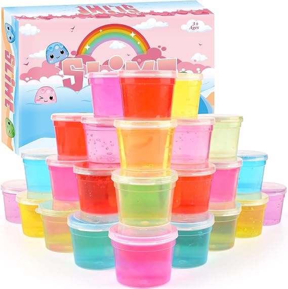 24 Pack Mini Slime,Clear Slime Party Favors,Non-Sticky, Soft & Stretchy,Valentine Gift Slime Kit for Classroom Rewards, Goodie Bag Stuffers,Easter Basket Stuffers for Kids Boys Girls
