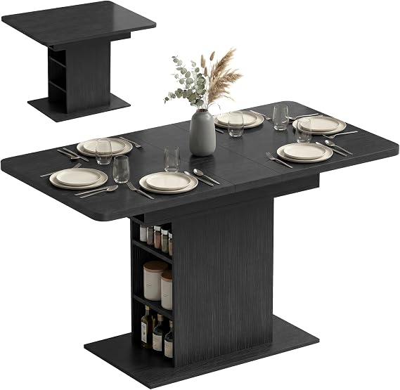 HOMCOM Extendable Dining Table for 4-6 People 110-130cm Kitchen Table Black