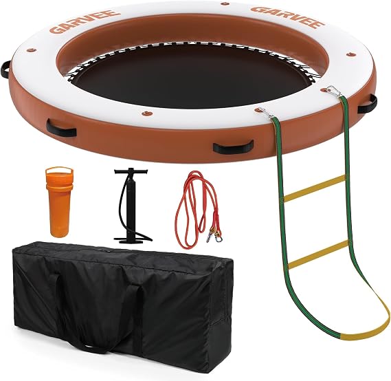 Inflatable Floating Dock for Lakes, 1.8 x 1.5m Air Dock Platform & Floating Raft, Pool Inflatables for Adults, Multi-Person Swim Water Mat with Pump & Ladder, Non-Slip Floating Mattress