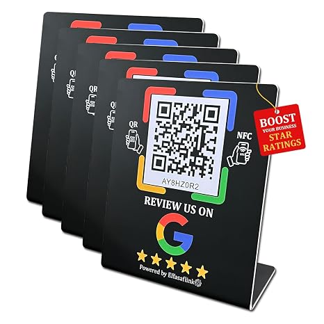 Googleレビュースタンド、Googleレビュータップカードタグ、Googleレビューサインプレート、カスタマーレビューの向上、NFCをタップ&QRコードをスキャン、iPhone&Android用、月額料金なし、生涯使用のための1回限りの購入