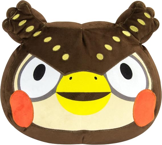 Megasketcher Club Mocchi Mocchi T12428 Blathers, Merchandise, Bedroom Accessories, Animal Crossing Cushion for Boys and Girls Aged 3 Years and Older, 15 Inch Plush Toy, Multi