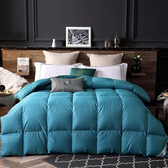 Feather Comforter Filled with Feather & Down,Goose Feather Down Comforter, Thick Duvet Insert, Extra Fluffy Down Duvet Insert, All Season Warm Comforter 200x230cm 2.5kg
