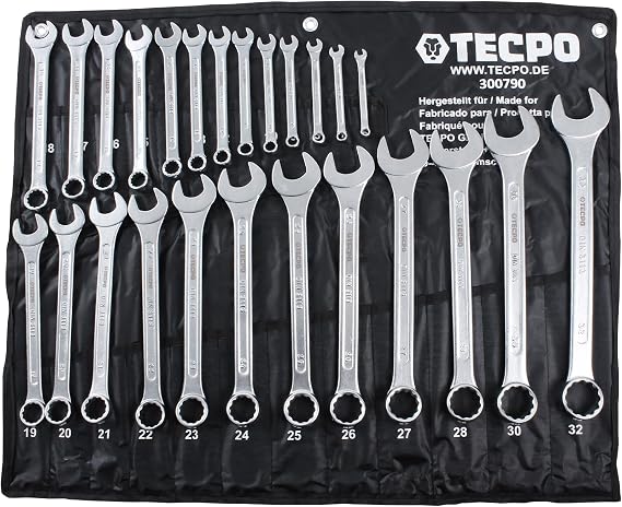 TECPO Combination Spanner Set 25 Pieces Ring Spanner Tool Set 6-32 mm 25-Piece