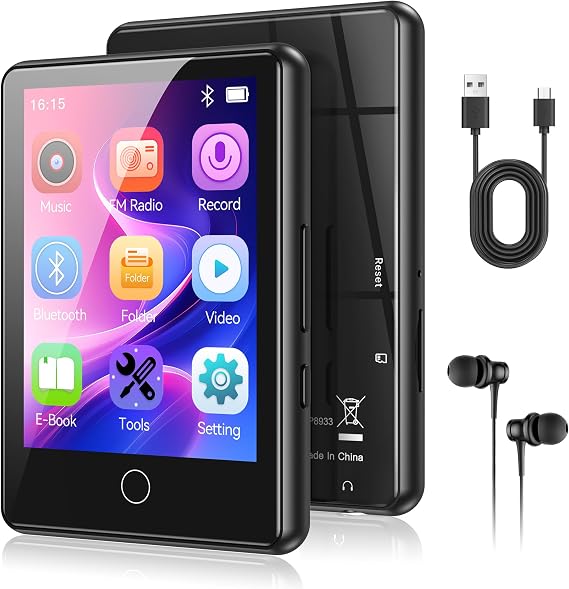 AGPTEK 64 GB MP3 Player Bluetooth 5.3 2.8 Inch Full Touch Screen 60 Hours