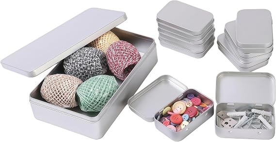 LJY 9 Silver Metal Tin Boxes, 1 Large and 8 Small