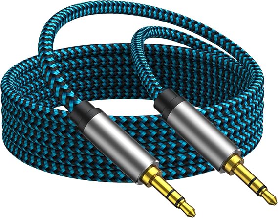 Aux Cable 6 ft,Hftywy 3.5mm Male to Male Stereo Aux Cord 3.5mm Auxiliary Audio Cable Nylon Braided Male to Male Stereo Audio Cables Compatible Car/Home Stereos,Speaker,iPhone iPod iPad,Headphones