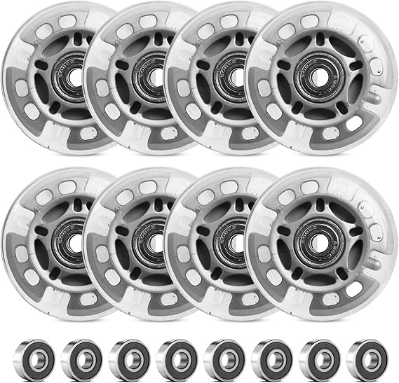 8 Stück LED Inline Skate Rollen 72mm – Leuchtende Inliner Räder mit Kugellagern Ersatzrollen für Rollschuhe & Fitness Skates – Universal PU Rollen