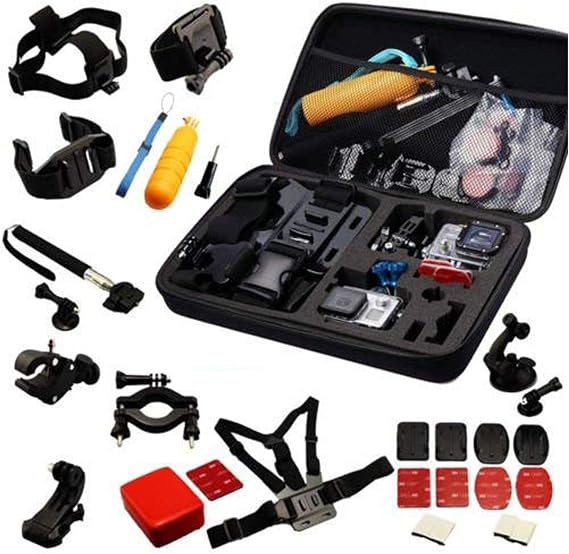 Navitech 30-in-1 Action Camera Accessories Combo Kit with EVA Case Compatible With The Vmotal GSV8560 4K | VSSPEED 360 Sport 4K