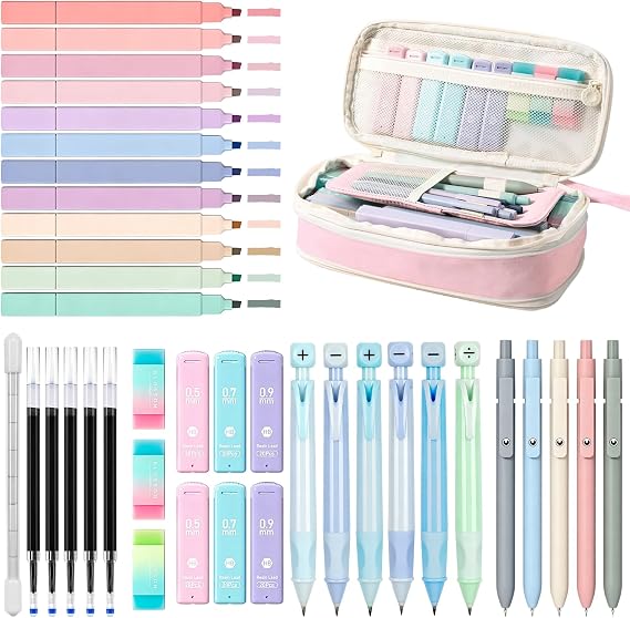 39 PCS School Stationery Supplies with Cute Pencil Case, School Supplies
