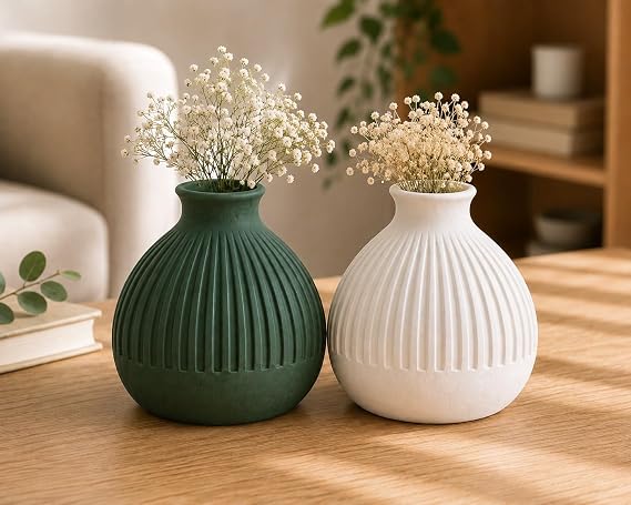 2'li Dekoratif Mini Vazo Seti – Modern Çiçek Vazosu