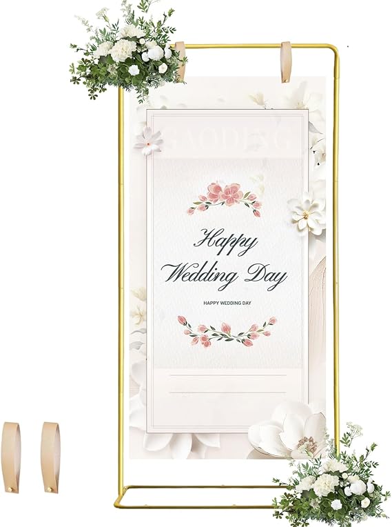 Weddinge Arch Backdrop Stand Gold Metal Square Arch Frame 1.73M
