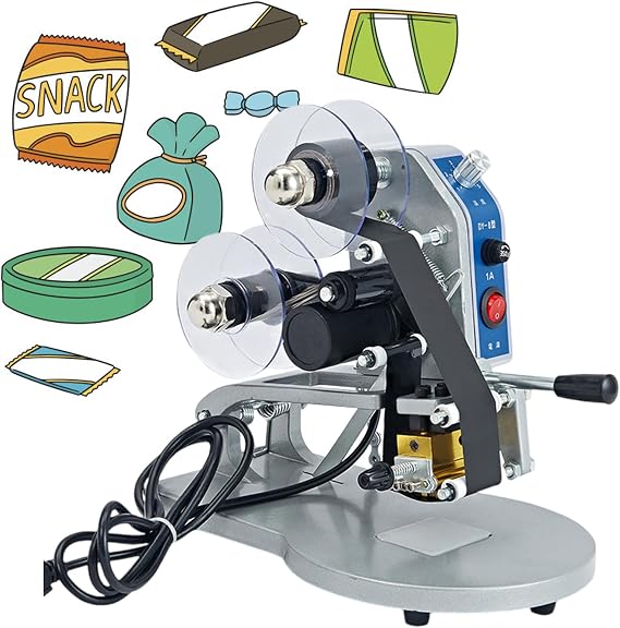 Coding Printer Hot Stamp Ribbon Coding Machine Date Label Hot Stamp Printer, Manual Hot Stamping Date Code Printer for PT, PE, KT, OPP, CPP, Aluminum Foil, Paper