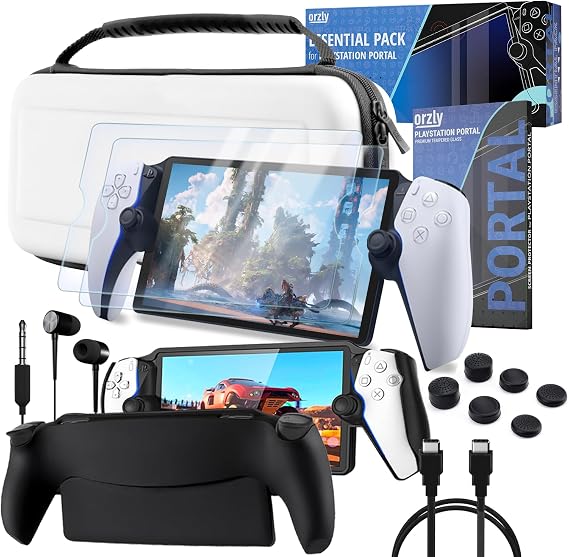 Accessories Bundle designed for playstation Portal Case and Screen Protector Headphones Grip Case charge cable thumb grip and more enabling enhanced remote game play White - Gift box Edition
