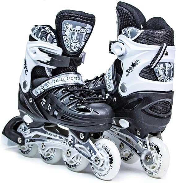 Adjustuble Roller Skates with light up wheels for children and adults - Kids Inline Roller boots for toddler, Rollers for girls, boys, professional and beginner.