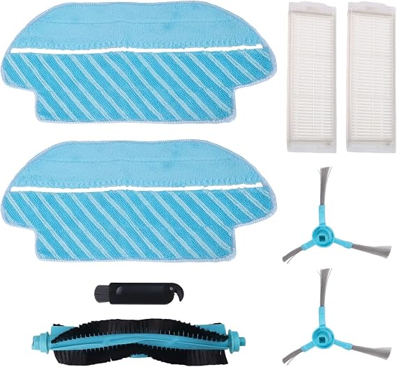Main Roller – Side Brushes Filter Rag Kit for Brush for Conga Set Vacuums (3290 3390–3890 for Elite 4090–7090) Robot Abs/Nylon Replacement Accessory