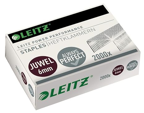 Leitz 2000 Staples, 6 mm, Galvanized, 56420000 for Leitz Juwel 3000 Stapling Pliers