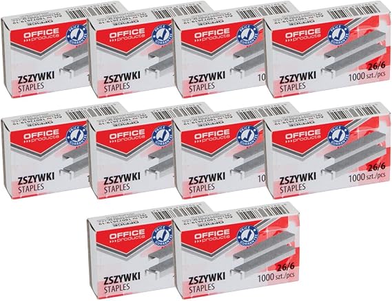 Office Products 18072439-19 Staples 26/6 Silver Pack of 10,000 Standard Staples Paper Clips Galvanised