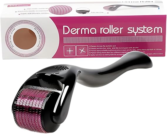 Derma Roller, 0.5mm Beard Roller, 540 Titanium Micro Needling Rollers for Men and Women, Skin Care for Wrinkles, Stretch Marks, Acne Spot, Hair Loss, Facial Skin Care, Scar Removal (0.5mm)