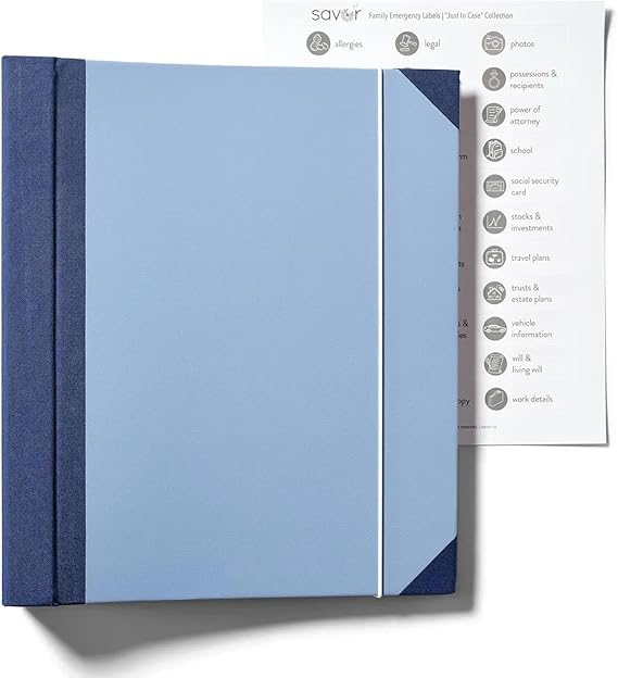 Document Organizer Folio with Labels: Personal Family Document Organizer Binder - Life Binder Organizer Kit with Pockets, Ideal Family Emergency Binder for Important Documents(Blue)