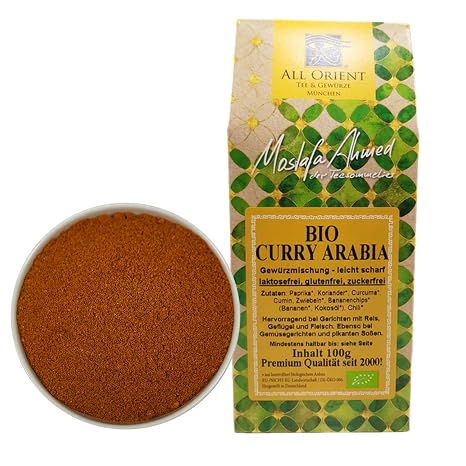 All Orient Organic Curry Arabia Spice Mix 100 g Ideal for Rice Meat and Vegetables Curry Powder with Ground Bananas No Additives Vegan Sugar-Free Exotic
