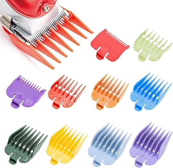 10 Pcs Clipper Guards Compatible with Wahl, Universal Replacement Hair Clippers Guide Comb, Set Wahl Clipper Guards for Most Clippers Trimmers, Professional and Home Use 10 Sizes