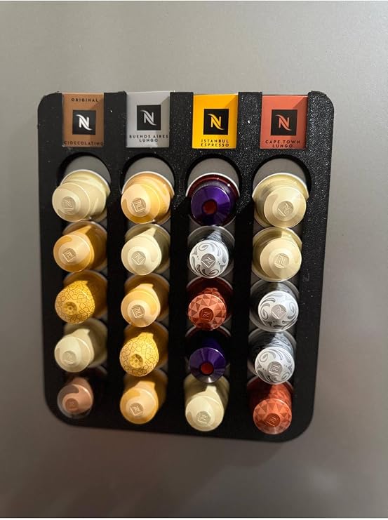Kapsül Kahve Standı Buzdolabı Için Mıknatıslı 20 Kapsül Nespresso Kapsül Tutucu (Siyah)