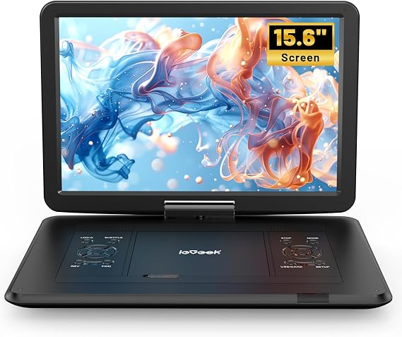ieGeek 17.5インチポータブルDVDプレーヤー 15.6インチ大型HDスイベルスクリーン付き、ブラック