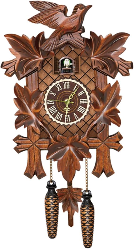 Cuckoo Clock with Working Bird Pendulum Wall Clock Wooden Wall Coo Coo Clock with Night Mode for Living Room Bedroom Housewarming Gifts