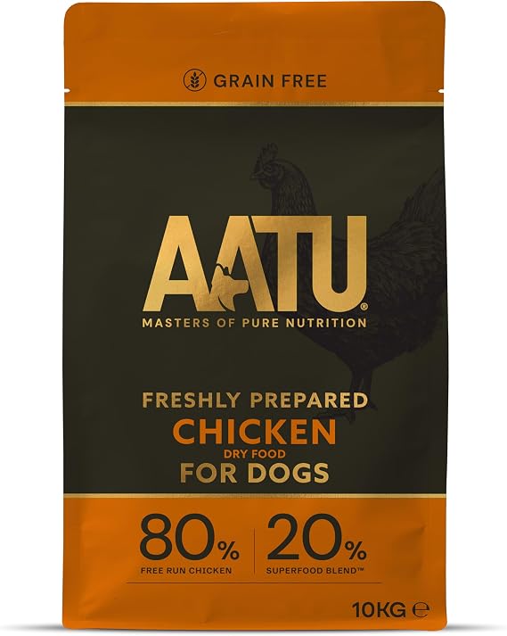AATU 80/20 Premium Dry Adult Dog Food 10kg, Chicken, Grain & Gluten-Free