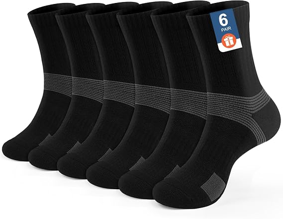 PERMANTLY001 Cushioned Athletic Socks for Men Women Tennis Training 6 Pack