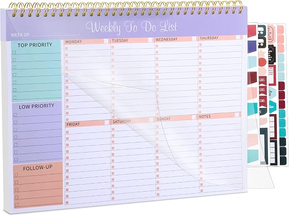 Thboxes Weekly Planner Notepad, 52 Sheets Undated To Do List, B5, Purple