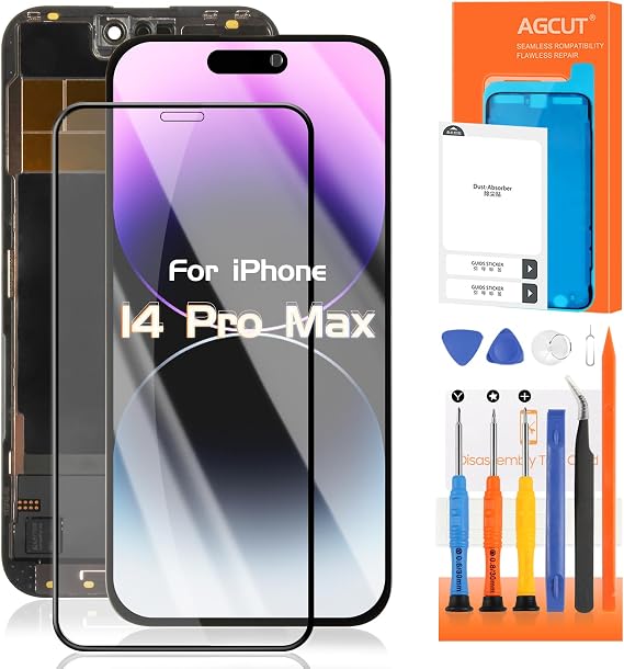 AGCUT OLED LCD Display for iPhone 14 Pro Max LCD Screen for iPhone 14 Pro Max A2894 A2651 A2893 A2895 6.7 inch Screen Replacement 3D Touch Digitizer Touchscreen Assembly with Repair Tools, Black