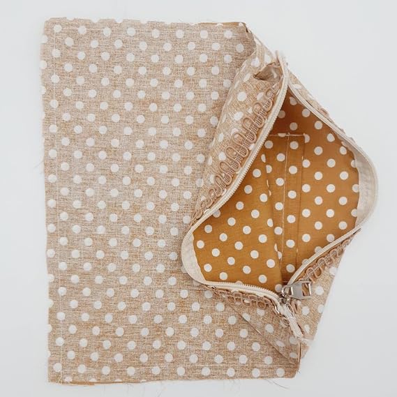 Çanta Aksesuar 28X28 Cm Dikilmiş Fermuarlı Astar Hardal Sarı Puantiyeli