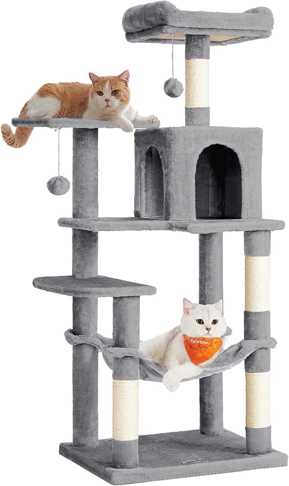 Feandrea Cat Tree, Height 143 cm, Multi-Level, 4 Scratching Posts