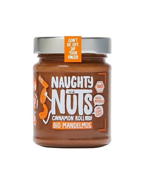NAUGHTY NUTS Organic Almond Butter Cinnamon Roll With Almonds & Cinnamon 100% Natural & Vegan No Palm Oil & Sugar Ideal as Topping for Cereal 250 g