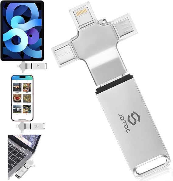 Automatic Full Backup USB Sticks for All Devices 128 GB (iPhone + iPad + Android + PC + Mac) iPhone for Flash Drive iPhone Sticks Storage for Photos Videos Drive Cloud Alternatives Includes Buckup Software