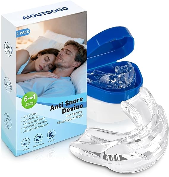 Anti Snoring Devices Effective Anti Snoring Mouthpiece-2 Pcs Soft Comfort Sleeping Mouth Guard, Snore Stopper Sleep Apnea Anti Snore Mouthpiece Snore Stopper to Reduce Snoring for Men & Women