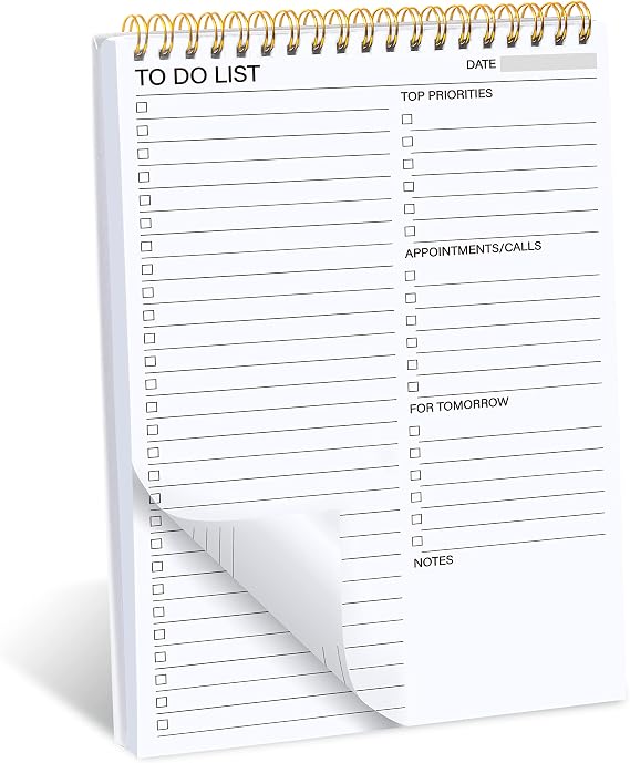 To Do List Notepad - Daily Planner Notepad Double Side Use To Do List Notebook Planner, 6.5" X 9.8" Organiser Notebook with Checklist for Productivity (B6-1PACK)