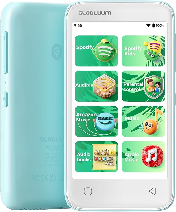 80GB MP3 Player for Kids, Parental Controls, Supports Spotify Kids, Audible, LibriVox, MP4 Player Gift with 4" Touchscreen, WiFi and Bluetooth(Mint Green)